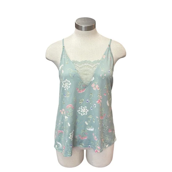 NWT Flora Nikrooz Anthropologie Women's Robe & Cami Sage Green Floral Sz. L - Picture 7 of 16
